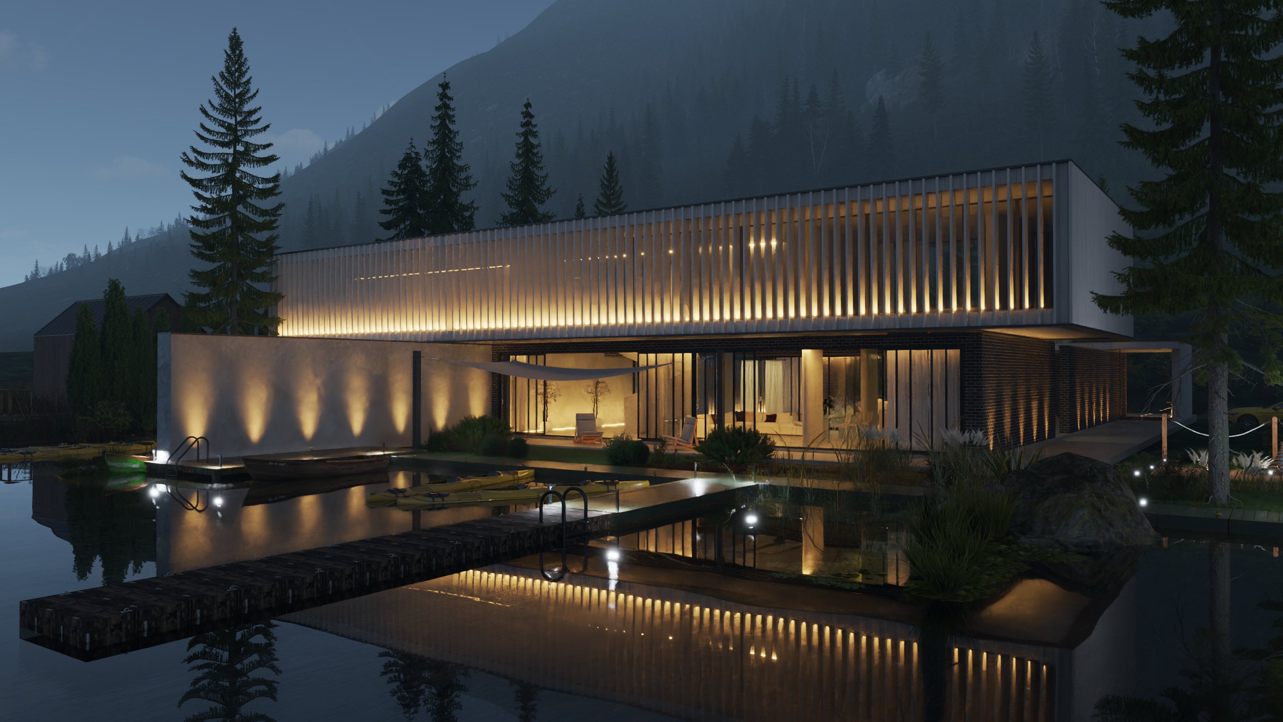 Lake Villa Evening View